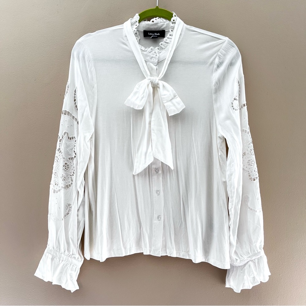 NWT Anthropologie Lace Bow-Neck Blouse - Picture 5 of 12